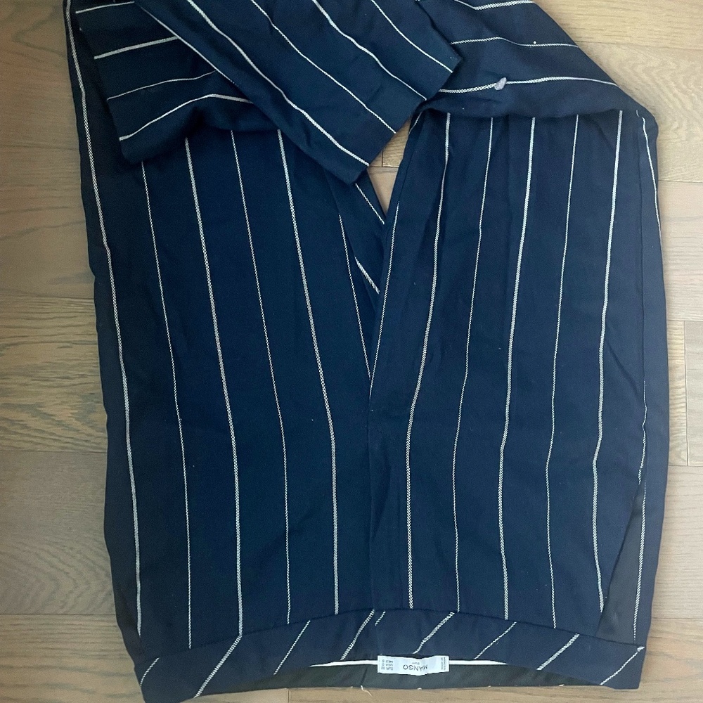 Mango blue striped leggings pants size 38 for women